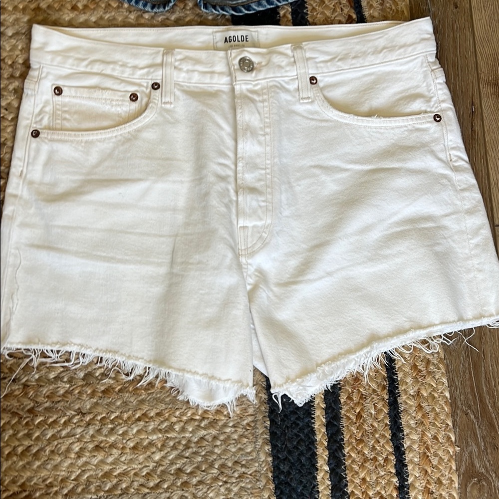 AGOLDE Women's Parker Long White Denim Shorts